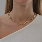 Ripple Statement Necklace, 18K Goldplated