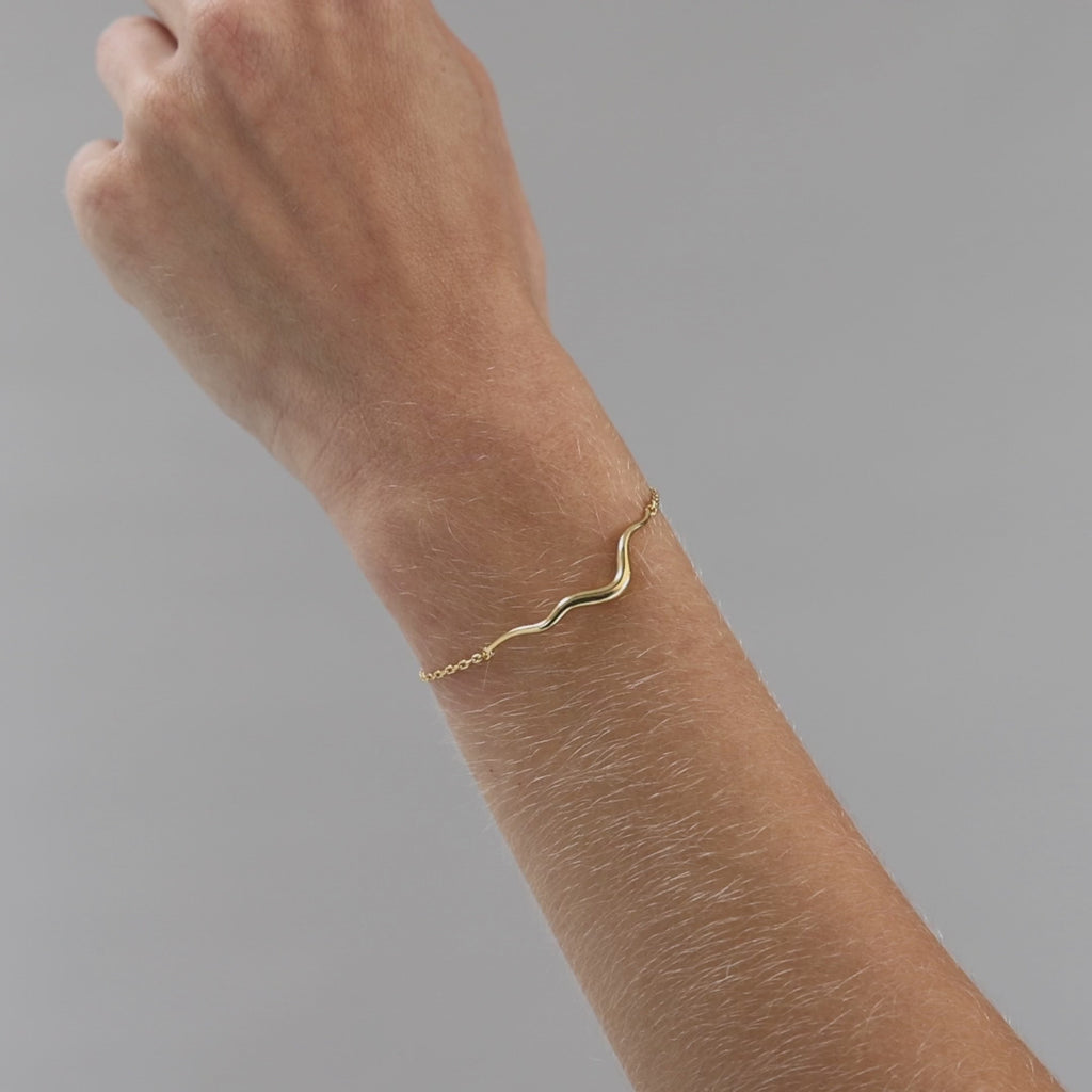 Ripple Bracelet, 18K Goldplated, 13 cm + 5 extender cm