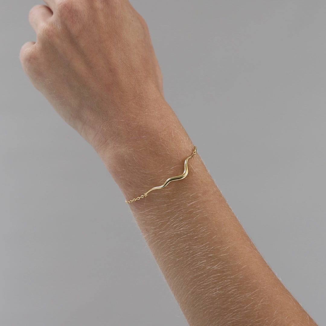 Ripple Bracelet, 18K Goldplated, 13 cm + 5 extender cm