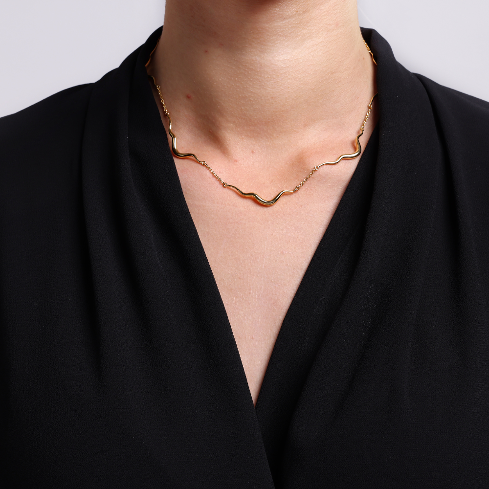 Ripple Necklace, 18K Goldplated, 45 CM + 5 Cm extender