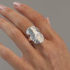Fingerprint Statement Ring, 925S Sterling silver plated