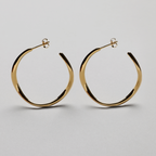 Ripple Hoop Ø32 mm, 18K Goldplated