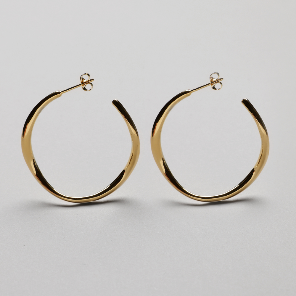 Ripple Hoop Ø32 mm, 18K Goldplated