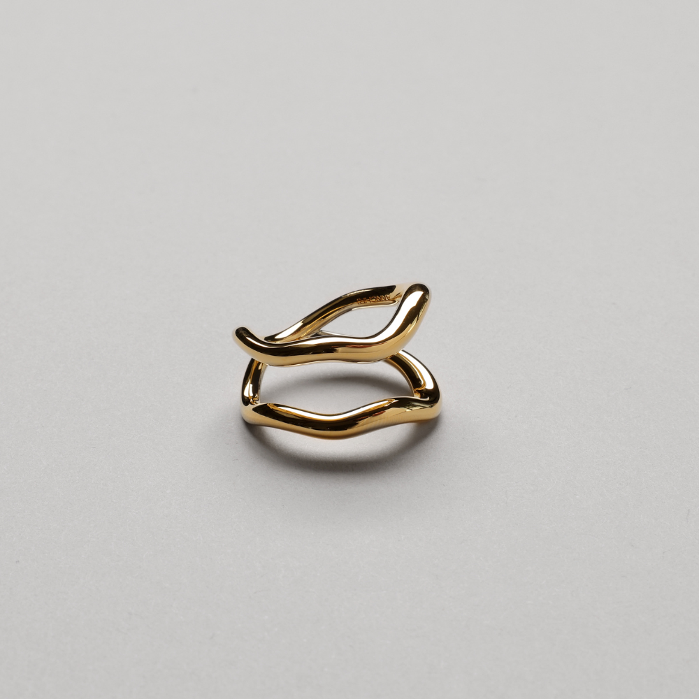 Ripple Double Ring, 18K Goldplated