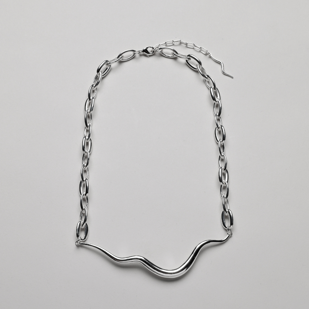 Ripple Statement Necklace, 925S Sterling silver plated