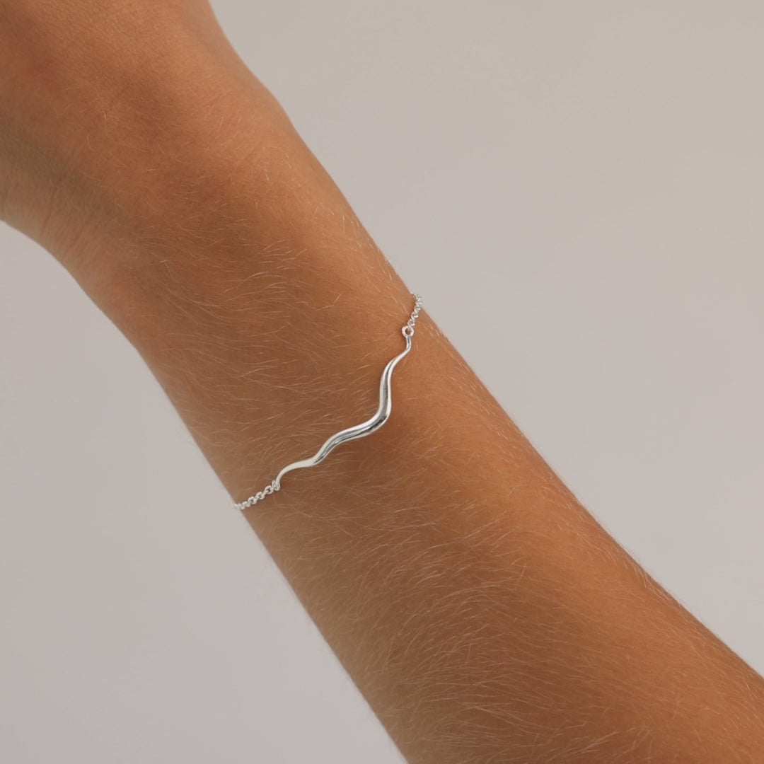 Ripple Bracelet, 925S Sterling silver plated, 13 cm + 5 extender cm